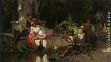 Cesare-auguste Detti Canvas Paintings - A Summer Idyll